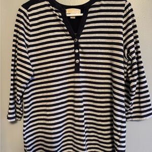 Michael Kors Navy/Gray Stripe 3/4 Sleeve Top Size L